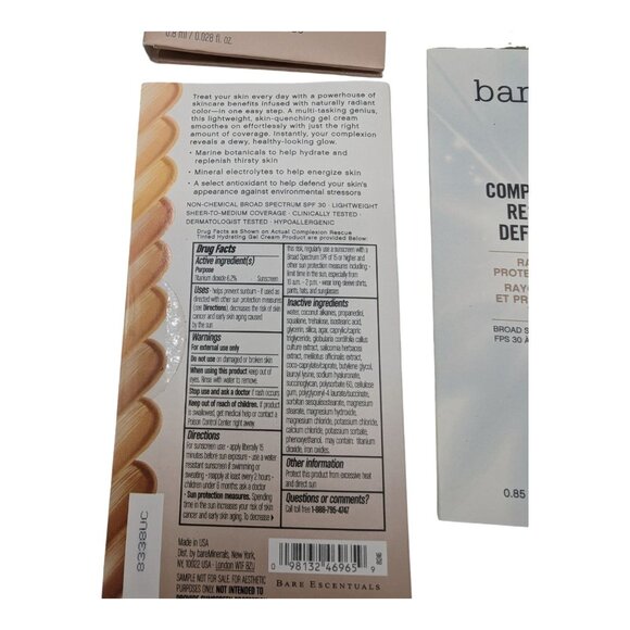4 BareMinerals Complexion Rescue Defense Samples SPF 30 Hydrating Gel Cream - Picture 5 of 9